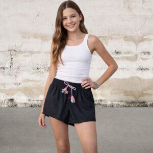 Justice Black Swim Shorts with Colorful Drawstring Size 16 Plus